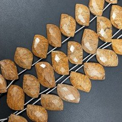 Diaspro Coquina Naturale Perline Forma Foglia Sfaccettata a Mano Piatto Foro Laterale