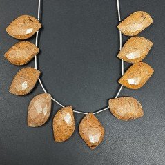 Diaspro Coquina Naturale Perline Forma Foglia Sfaccettata a Mano Piatto Foro Laterale