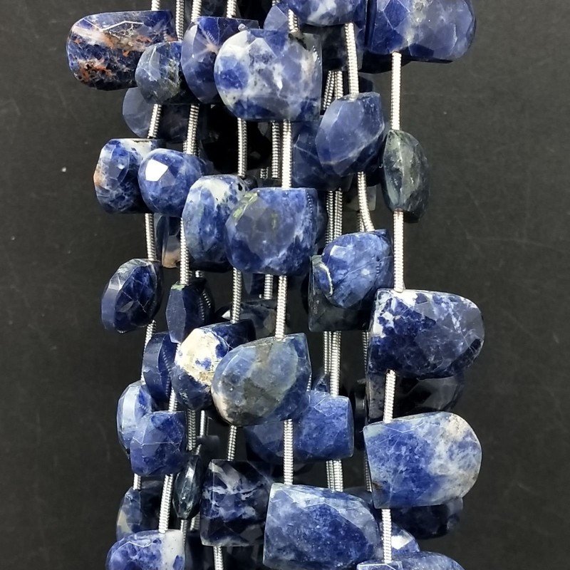 Sodalite Naturale Perline Forma Meta Cerchio Piatto Foro Laterale Sfaccettato A Mano