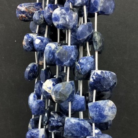 Sodalite Naturale Perline Forma Meta Cerchio Piatto Foro Laterale Sfaccettato A Mano