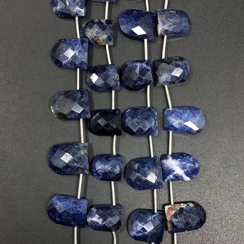 Sodalite Naturale Perline Forma Meta Cerchio Piatto Foro Laterale Sfaccettato A Mano