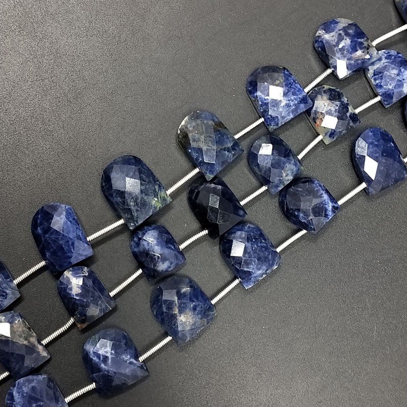 Sodalite Naturale Perline Forma Meta Cerchio Piatto Foro Laterale Sfaccettato A Mano