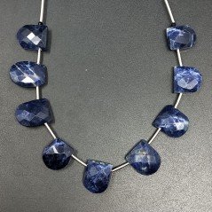 Sodalite Naturale Perline Forma Meta Cerchio Piatto Foro Laterale Sfaccettato A Mano