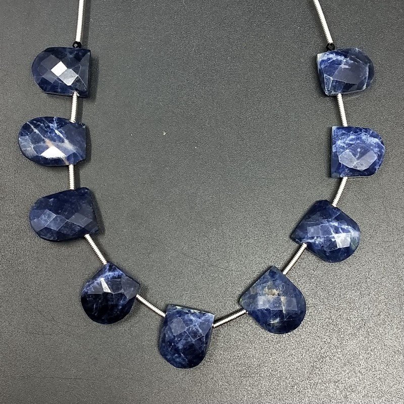 Sodalite Naturale Perline Forma Meta Cerchio Piatto Foro Laterale Sfaccettato A Mano
