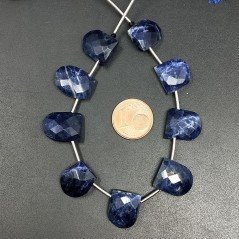 Sodalite Naturale Perline Forma Meta Cerchio Piatto Foro Laterale Sfaccettato A Mano