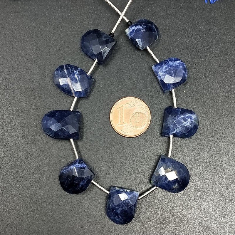 Sodalite Naturale Perline Forma Meta Cerchio Piatto Foro Laterale Sfaccettato A Mano