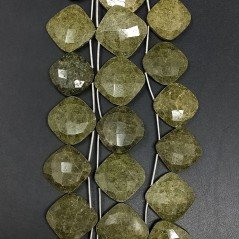 Serpentite Russa Naturale Perline Forma Cuscino Piatto Foro Laterale Sfaccettato A Mano