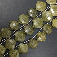 Serpentite Russa Naturale Perline Forma Cuscino Piatto Foro Laterale Sfaccettato A Mano