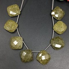 Serpentite Russa Naturale Perline Forma Cuscino Piatto Foro Laterale Sfaccettato A Mano