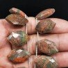 Unakite Naturale Perline Forma Rombo Piatto Foro Laterale Sfaccettato A Mano