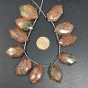 Unakite Naturale Perline Forma Rombo Piatto Foro Laterale Sfaccettato A Mano