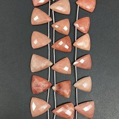 Rodonite Naturale Perline Forma Triangolo Piatto Foro Laterale Sfaccettato A Mano