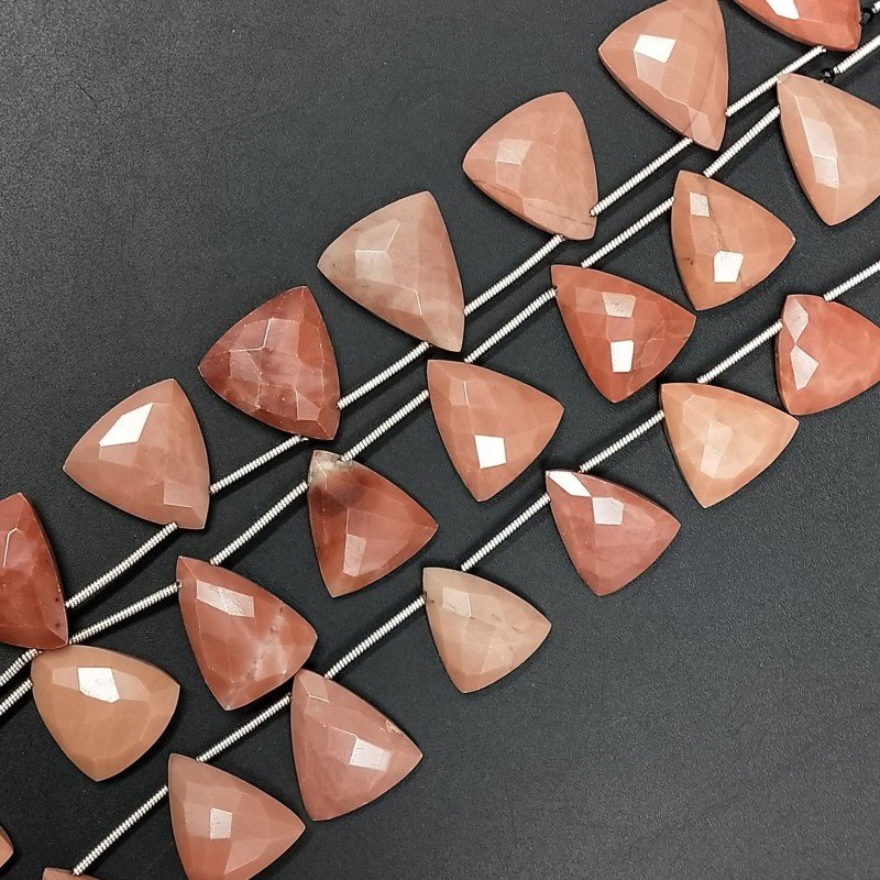 Rodonite Naturale Perline Forma Triangolo Piatto Foro Laterale Sfaccettato A Mano