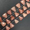 Rodonite Naturale Perline Forma Triangolo Piatto Foro Laterale Sfaccettato A Mano