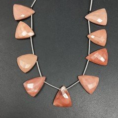 Rodonite Naturale Perline Forma Triangolo Piatto Foro Laterale Sfaccettato A Mano