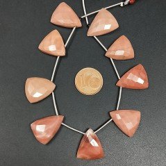 Rodonite Naturale Perline Forma Triangolo Piatto Foro Laterale Sfaccettato A Mano