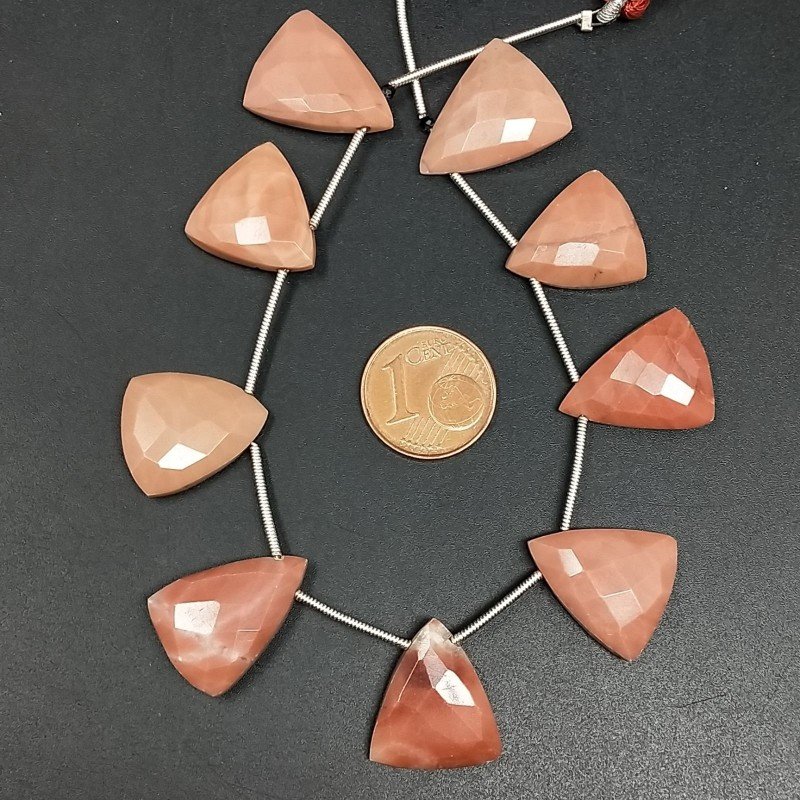 Rodonite Naturale Perline Forma Triangolo Piatto Foro Laterale Sfaccettato A Mano