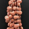 Rodonite Naturale in Perline Forma Goccia Piatto Sfaccettato a Mano Foro Laterale