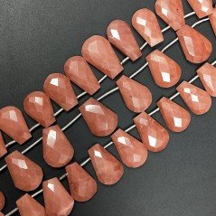 Rodonite Naturale in Perline Forma Goccia Piatto Sfaccettato a Mano Foro Laterale
