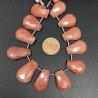 Rodonite Naturale in Perline Forma Goccia Piatto Sfaccettato a Mano Foro Laterale