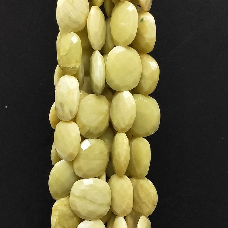 Giada Limone Naturale in Perline Forma Ovale Sfaccettato a Mano Foro Passante