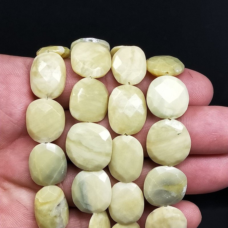 Giada Limone Naturale in Perline Forma Ovale Sfaccettato a Mano Foro Passante