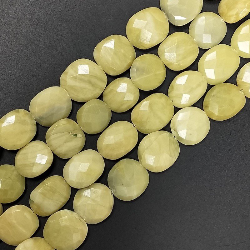 Giada Limone Naturale in Perline Forma Ovale Sfaccettato a Mano Foro Passante