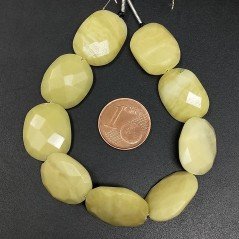 Giada Limone Naturale in Perline Forma Ovale Sfaccettato a Mano Foro Passante