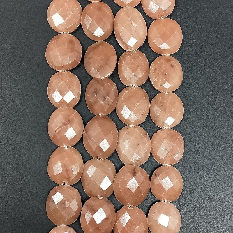 Rodonite Naturale in Perline Forma Ovale Sfaccettato a Mano Foro Passante