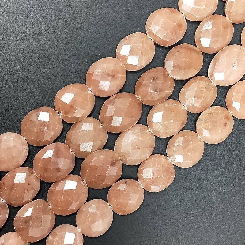 Rodonite Naturale in Perline Forma Ovale Sfaccettato a Mano Foro Passante