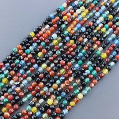 Agata Brasiliana Multicolore 2 Sfumato Perline Forma Tondo Sfaccettato 03mm