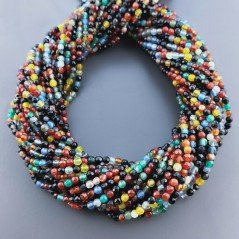 Agata Brasiliana Multicolore 2 Sfumato Perline Forma Tondo Sfaccettato 03mm