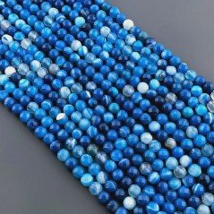 Agata Brasiliana Blu Striata Sfumato Perline Forma Tondo Sfaccettato 04mm