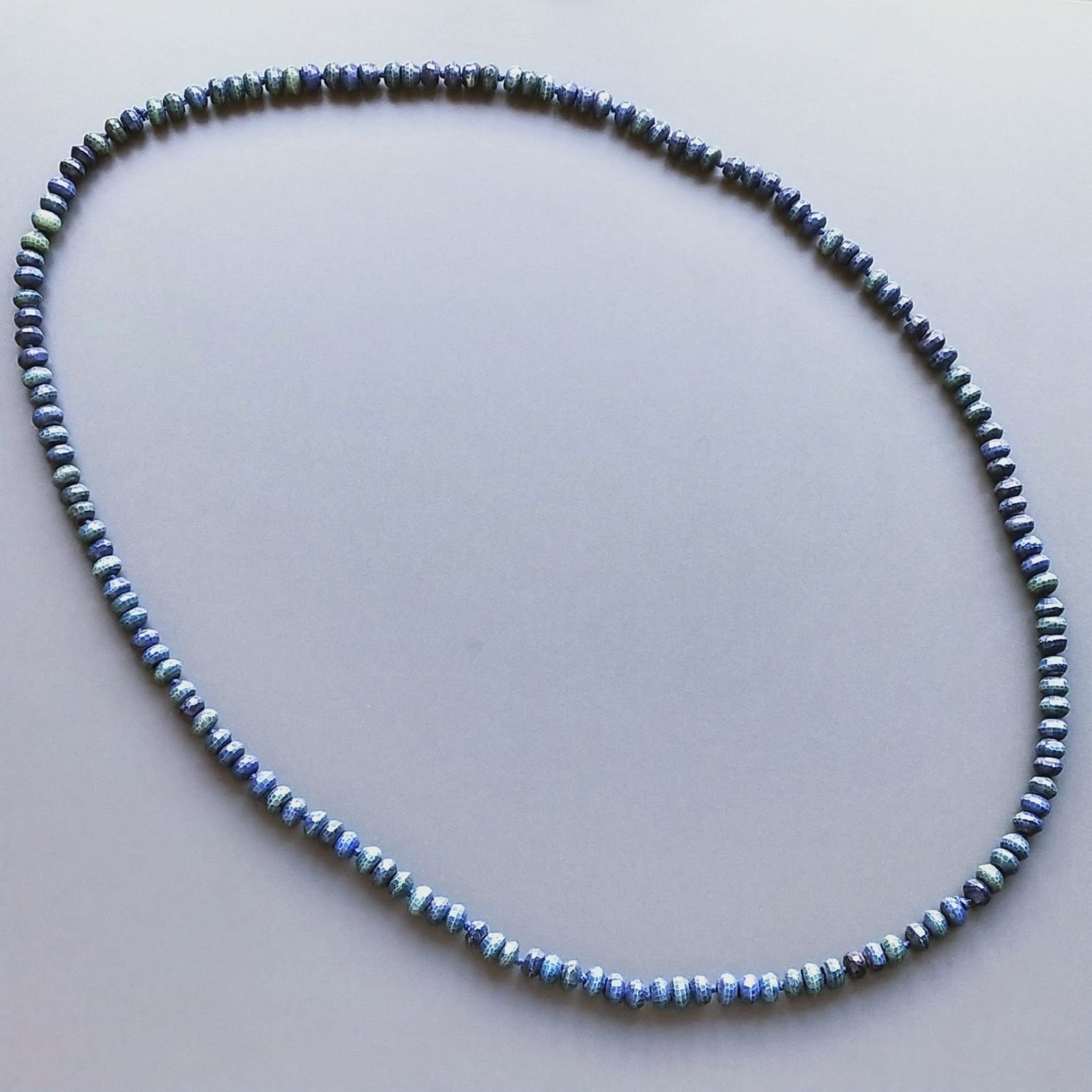 Collana Annodato di Agata Blu Tondo Sfaccetato 08mm