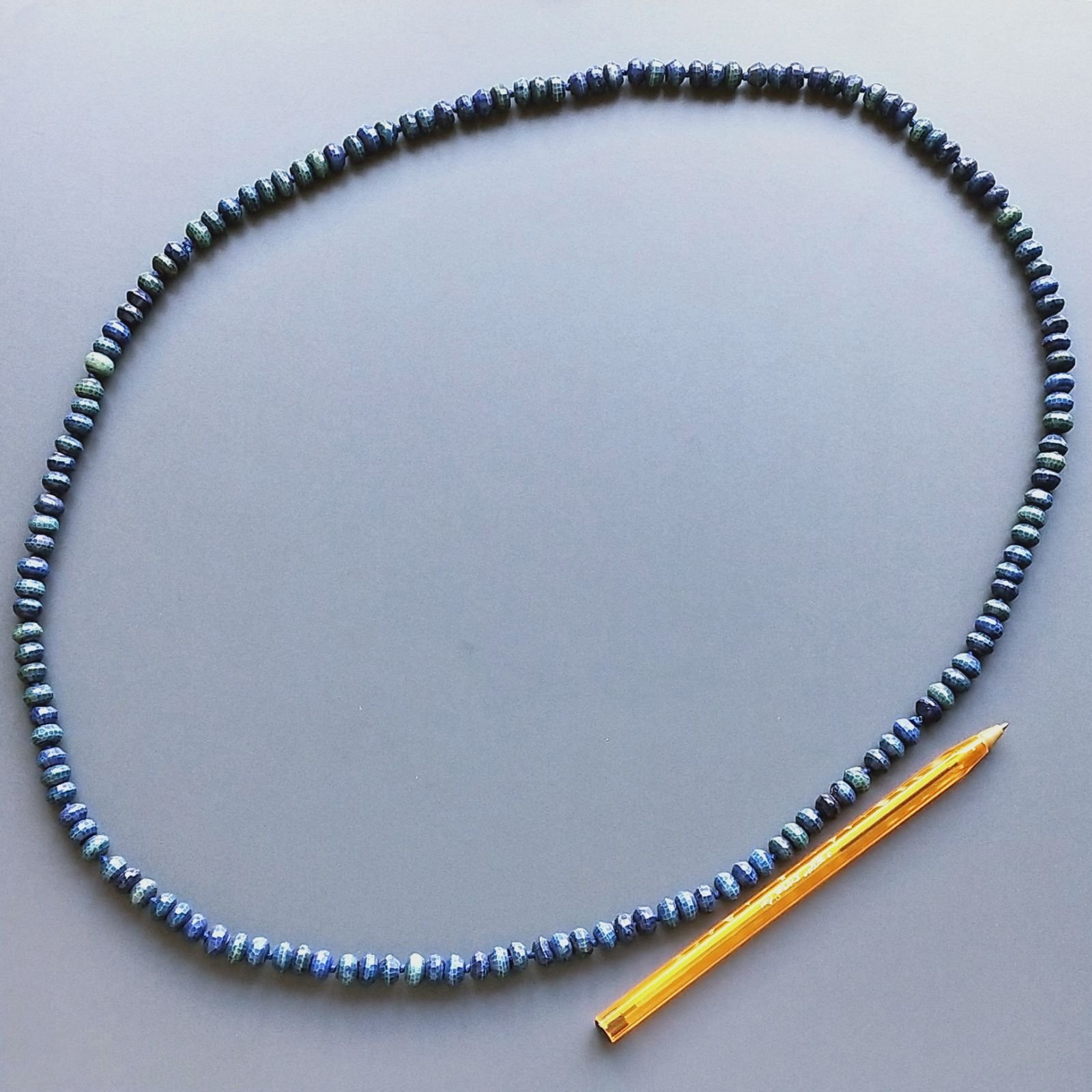 Collana Annodato di Agata Blu Tondo Sfaccetato 08mm
