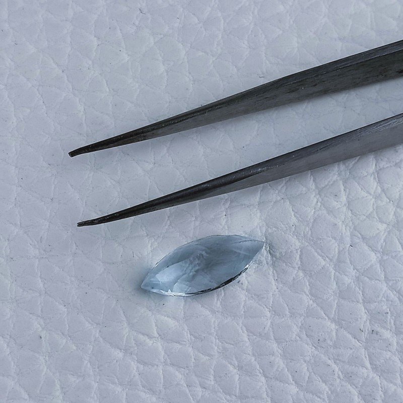 Acquamarina Naturale Taglio Marquise Sfaccettata Fatto a Mano Gemma Sciolta 14X5X5mm 2,35 Carati 1pz