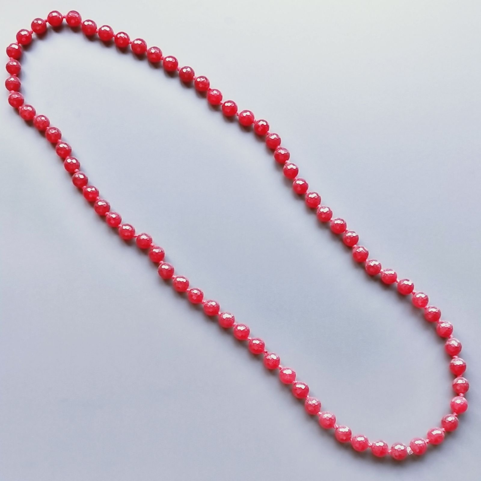 Collana Annodato di Agata Rubino Forma Tondo Sfaccettato 10mm Satinato