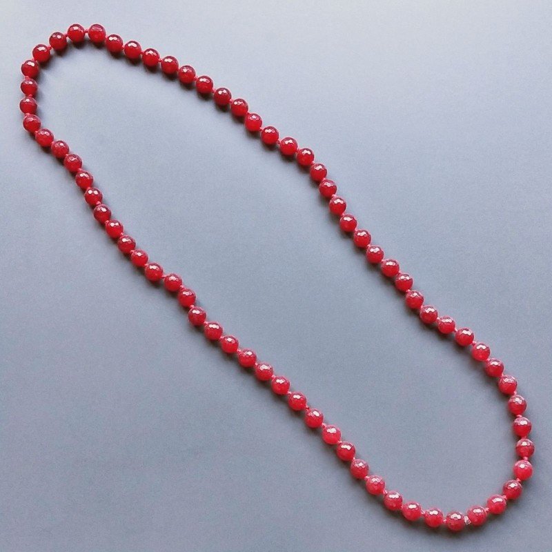 Collana Annodato di Agata Rubino Forma Tondo Sfaccettato 10mm Satinato