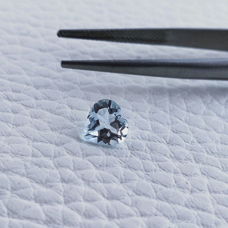 Acquamarina Naturale Taglio Cuore Sfaccettata Fatto a Mano Gemma Sciolta 7X7X3mm 1,10 Carati 1pz
