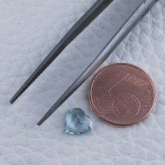 Gemma Sciolta di Acquamarina Naturale, Taglio Cuore Sfaccettato a Mano, 7x7x3 mm, 1,10 ct