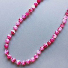 Collana Annodato di Agata Fucsia Tondo Sfaccettato 10mm