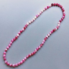Collana Annodato di Agata Fucsia Tondo Sfaccettato 10mm