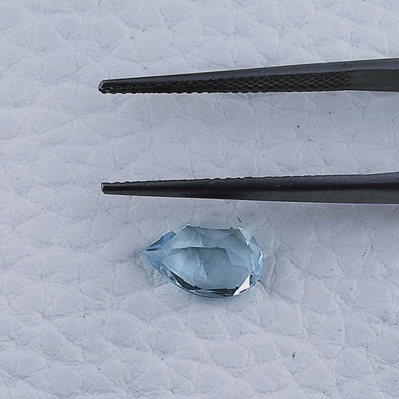 Acquamarina Naturale Taglio Goccia Sfaccettata Fatto a Mano Gemma Sciolta 9X6X3-4mm 1,65 Carati 1pz