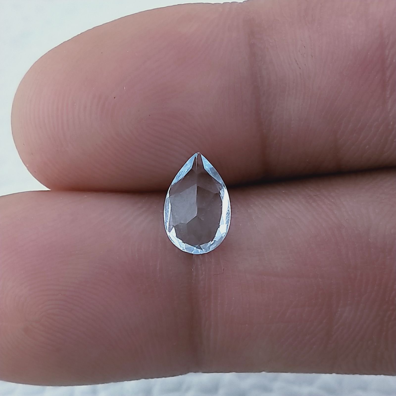 Acquamarina Naturale Taglio Goccia Sfaccettata Fatto a Mano Gemma Sciolta 9X6X3-4mm 1,65 Carati 1pz