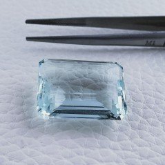 Acquamarina Idrotermale Taglio Smeraldo Ottagono Sfaccettata a Mano Gemma Sciolta 23X18X9mm 31,80 Carati 1pz