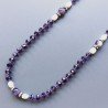 Collana cristallo viola rondelle sfac con ametista sferico liscio con perle di fiume acqua dolce e brillanti annodato
