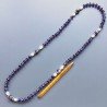 Collana cristallo viola rondelle sfac con ametista sferico liscio con perle di fiume acqua dolce e brillanti annodato