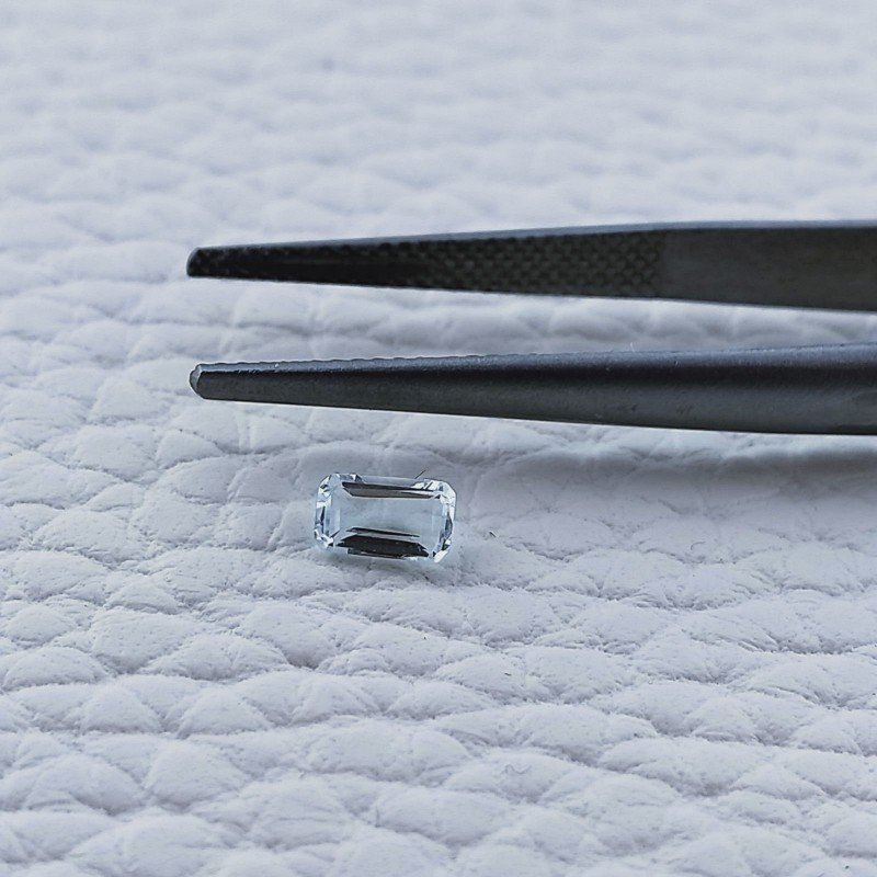 Acquamarina Naturale Taglio Smeraldo Ottagono Sfaccettata Fatto a Mano Gemma Sciolta 5X3X2-3mm 0,30 Carati 1pz