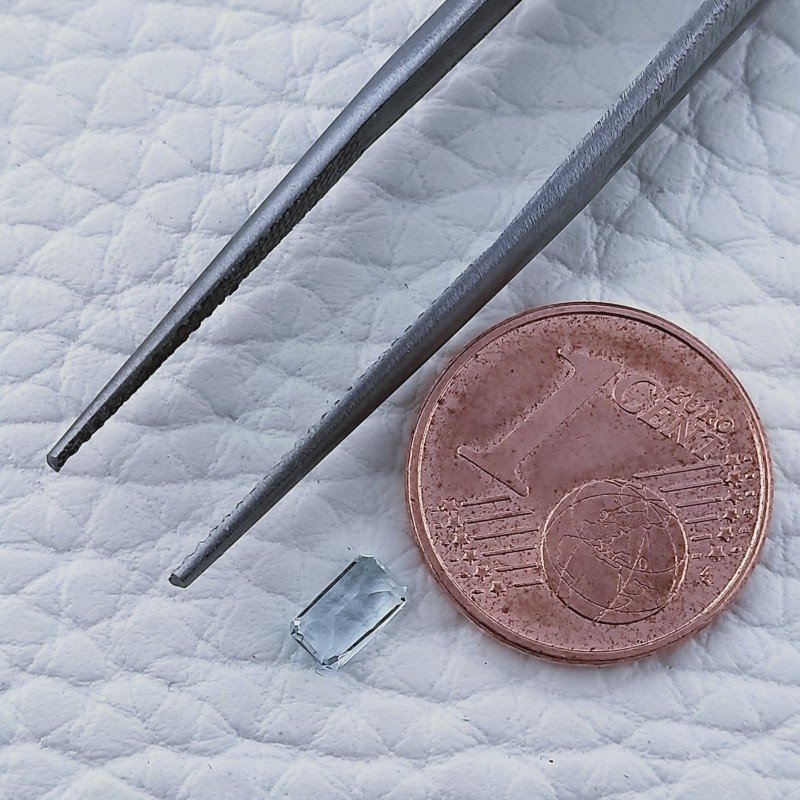 Acquamarina Naturale Taglio Smeraldo Ottagono Sfaccettata Fatto a Mano Gemma Sciolta 5X3X2-3mm 0,30 Carati 1pz