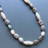 Collana diaspro picasso rosso nero sfumato ovale liscio 15x20 mm annodato